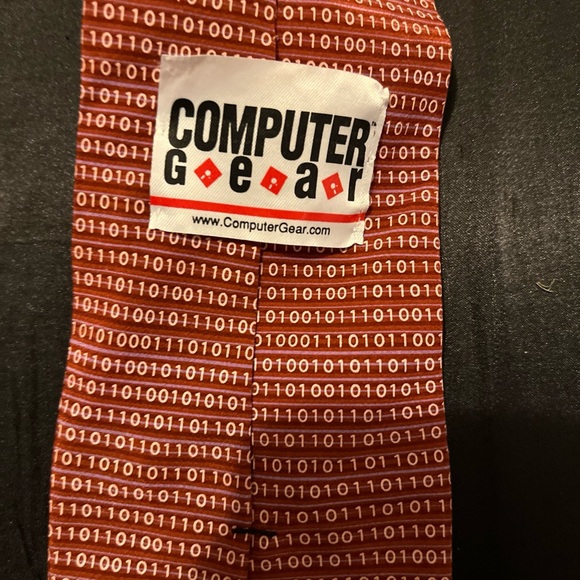 Modern Red Binary Code Tie - Picture 2 of 2